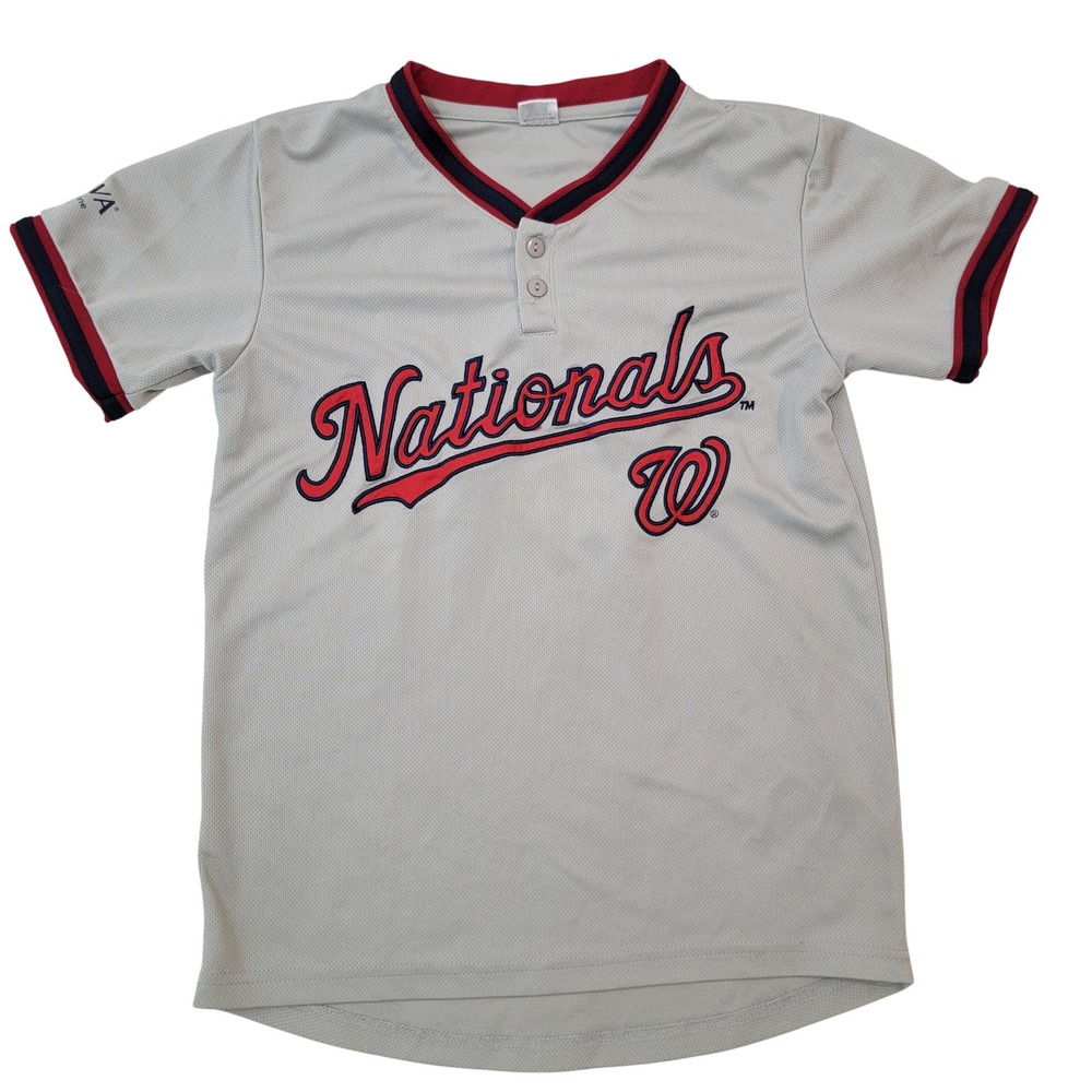 MLB Washington Nationals Youth Large Gray Trea Turner 7 Baseball Jersey Henley